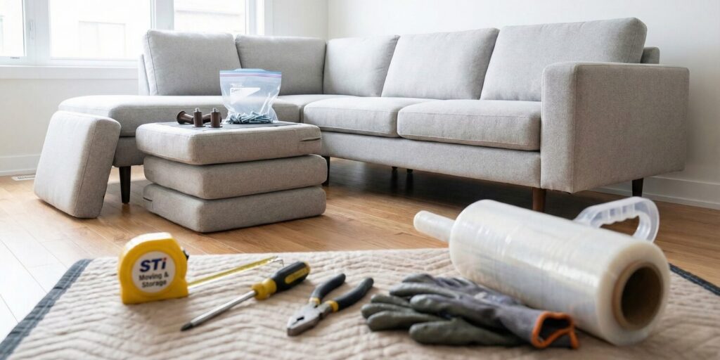 how to disassemble a sectional couch