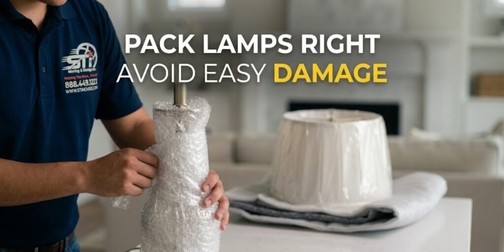 how to pack lamps and lampshades for moving