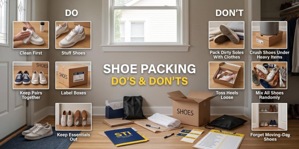 best way to pack shoes for moving