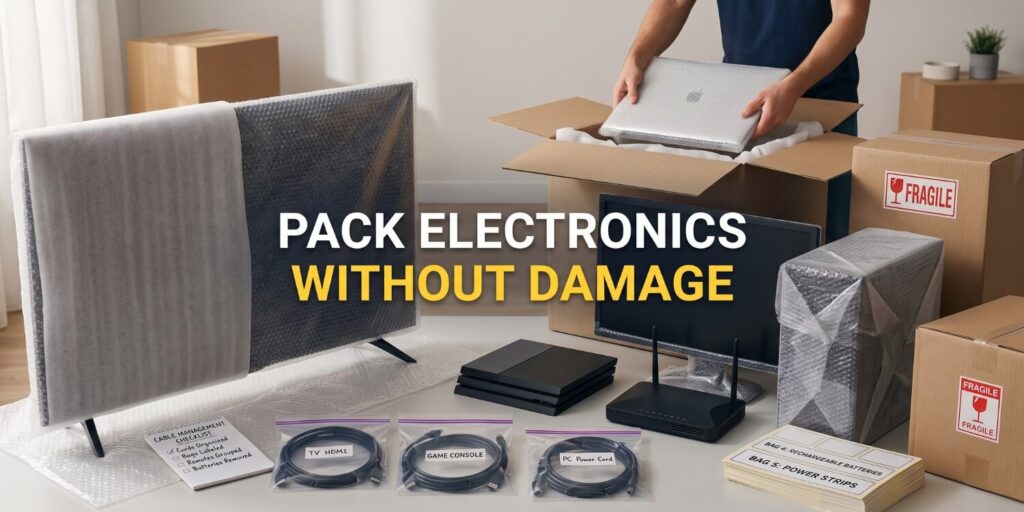 how to pack electronics for moving