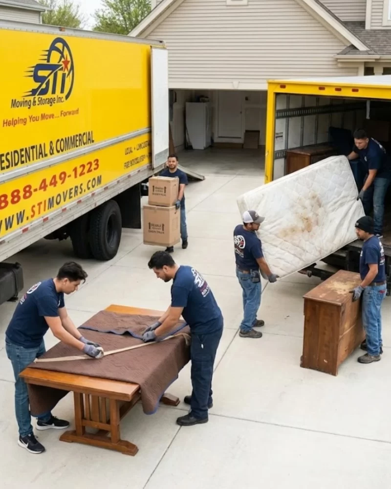 STI Movers providing full-service moving and junk removal with residential and commercial furniture loading and hauling